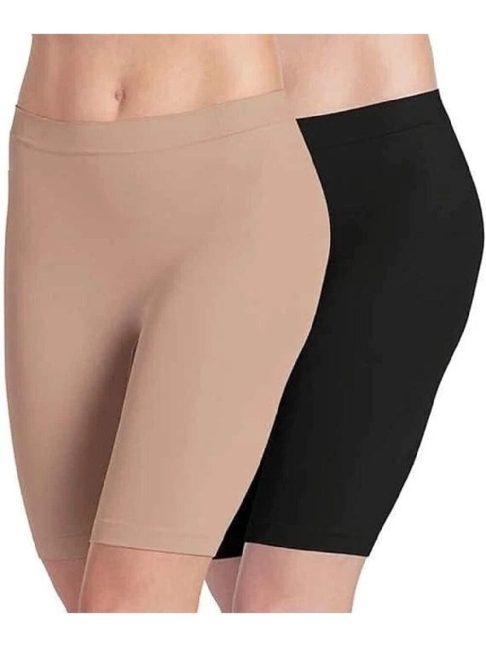 NWOT Jockey Women's S High-Waist  Shapewear Shorts 2-Pack Black Beige F1238